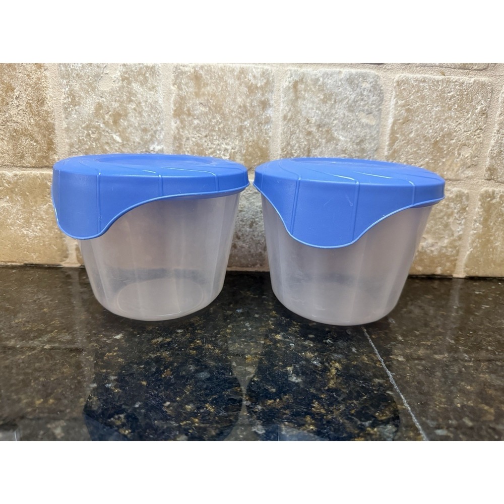 2‎ Vtg Blue EZ Open Lid Rubbermaid Servin Saver 1.3 Qt #12 Food Container